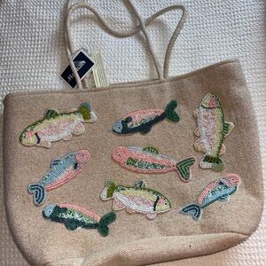 Viral Beaded Fish Tote Bag
